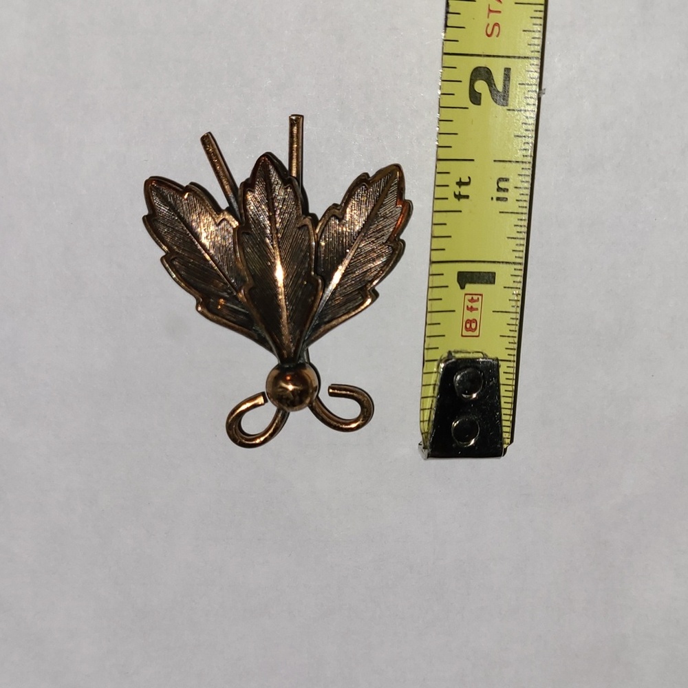 VTG Bell Trading Co Copper Art Deco Insect Brooch Bug Moth Fly Leaf Winged Pin - Picture 5 of 7